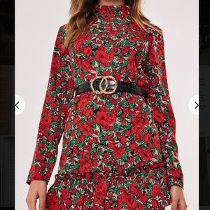 Missguided Red Floral Dress